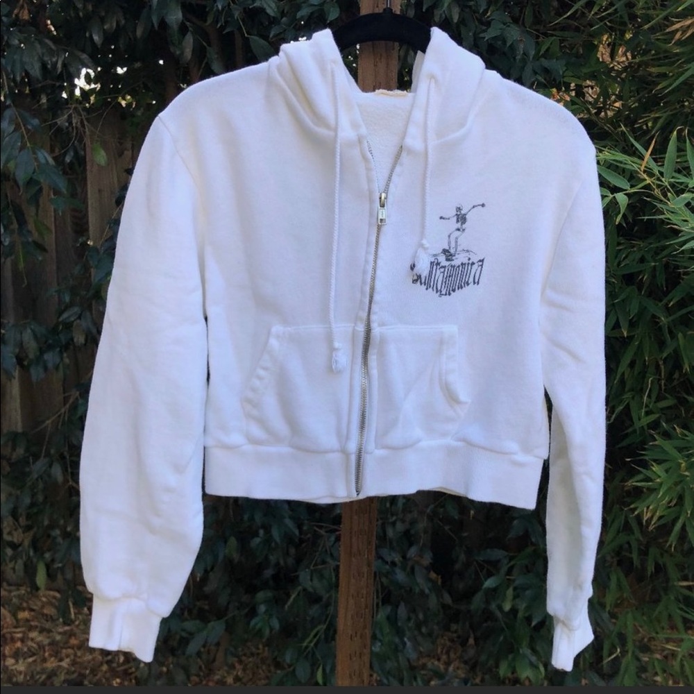 Brandy Melville Cropped Hoodie Skater White
